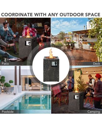 16 Feet Square Outdoor Propane Fire Pit with Lava Rocks Waterproof Cover 30,000 BTU