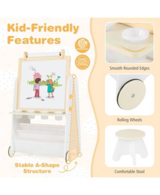 4-in-1 Toddler Activity Table Set with Magnetic Whiteboard and Chalk Board