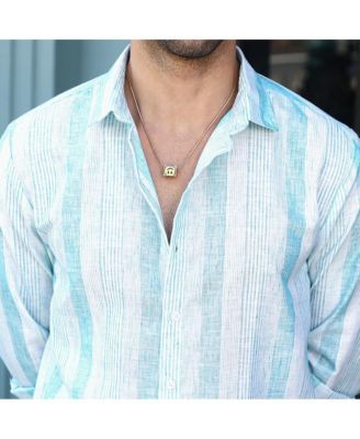 Men's Sky Blue Pincandy-Striped Regular Shirt