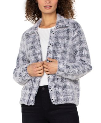 Women's Long-Sleeve Collared Bomber Sweater Jacket