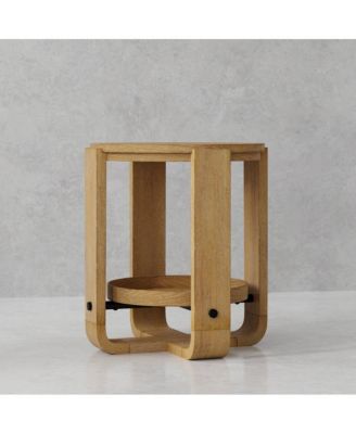 Parker House 22" Round End Table with Shelf, Oak Veneer & Metal Frame – Escape Collection