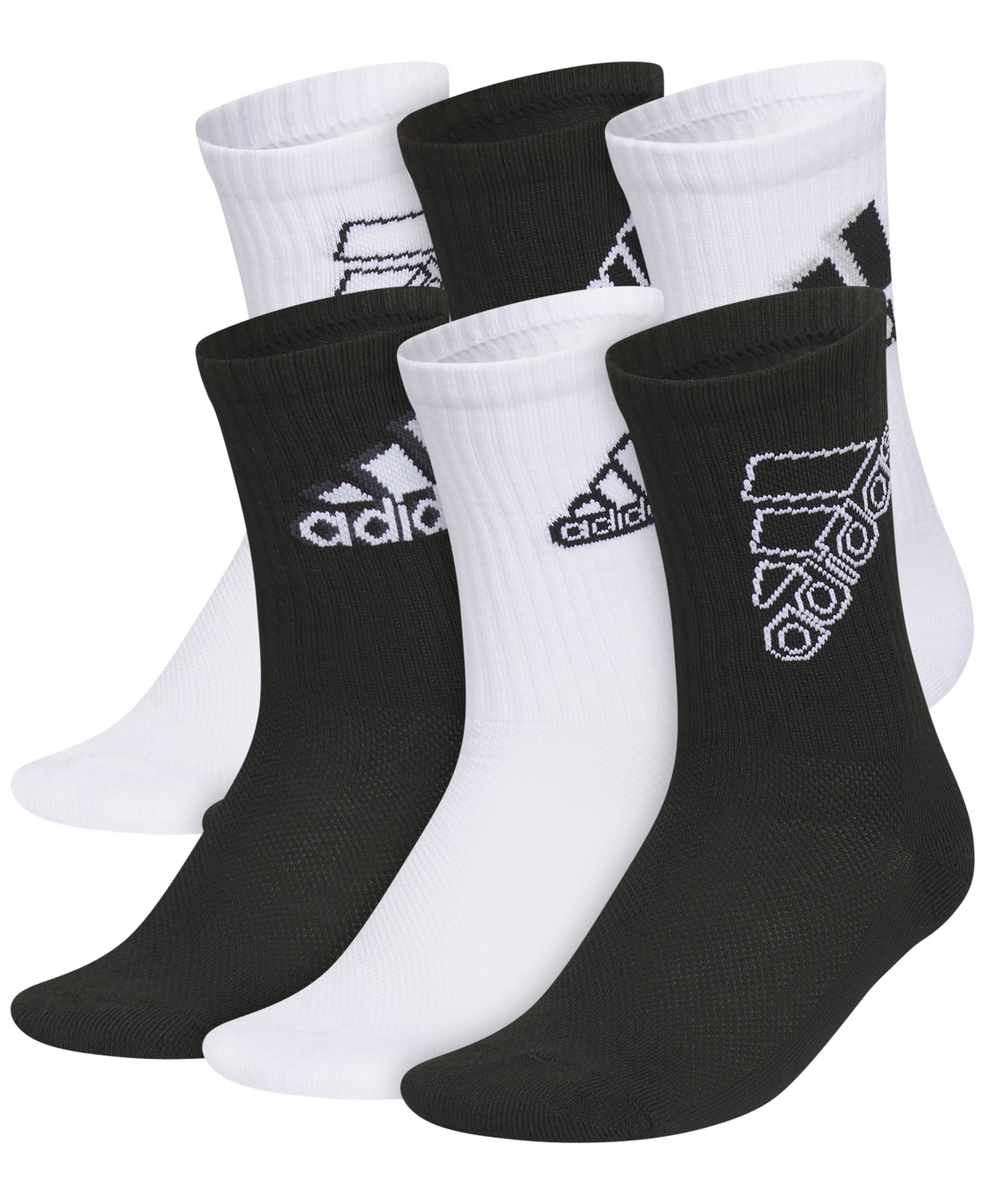 adidas Boys 2-5 Cushioned Mixed 2.0 Crew Socks, 6-Pack