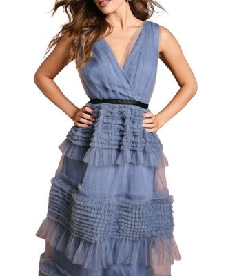 Women's Sleeveless Mesh Wrap Top Maxi Dress