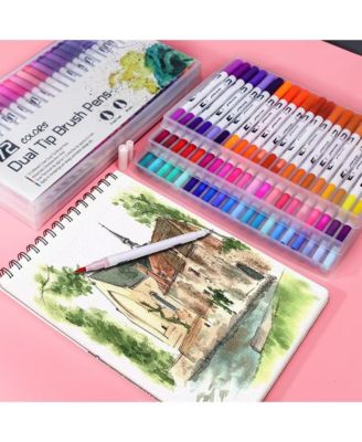 12 Colors Watercolor Art Markers Set, Brush Pen Tip Fineliner Drawing Painting Stationery for Coloring Mang