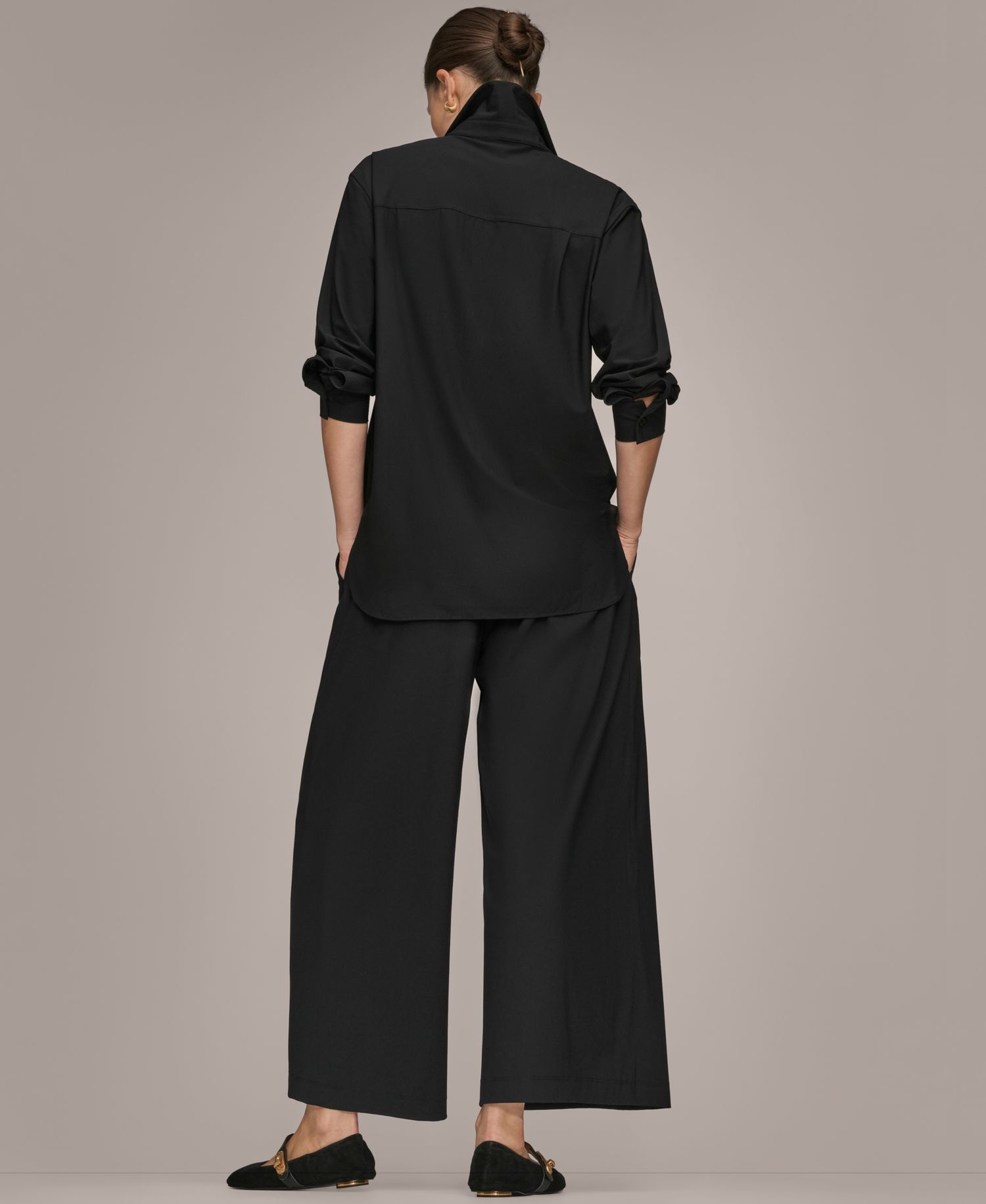 Women's 4-way Stretch Button Front Shirt and Mid Rise Ankle Pants