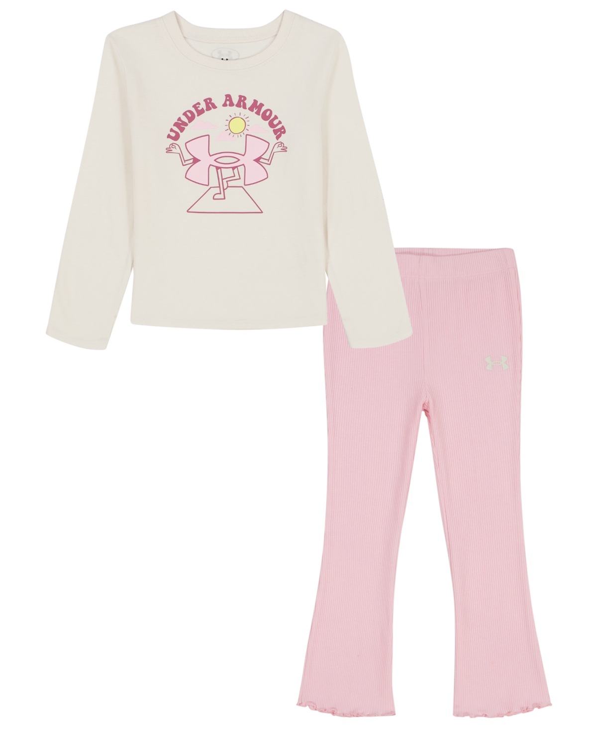 Under Armour Girls 2T-6X Lettuce Hem Top and Flare Leggings, 2-Piece Set