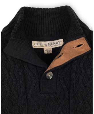 Boys Organic Mock Neck Cable Sweater