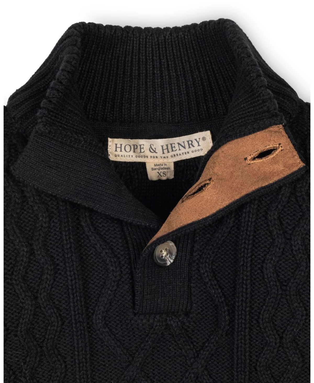 Hope & Henry Boys Organic Mock Neck Cable Sweater
