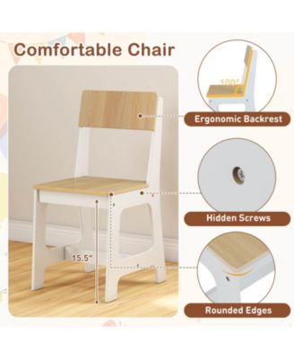 Kids Study Desk and Chair Set Wooden Children Writing Table with Shelves &amp; Drawer