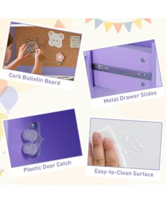 Kids Study Desk and Chair Set Wooden Children Writing Table with Shelves & Drawer