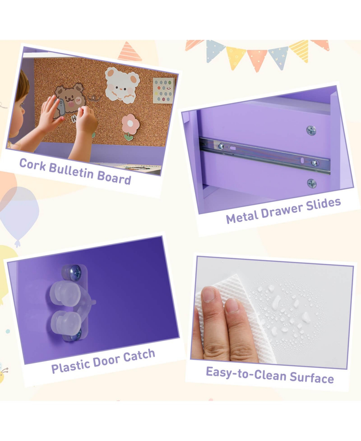 Costway Kids Study Desk and Chair Set Wooden Children Writing Table with Shelves & Drawer