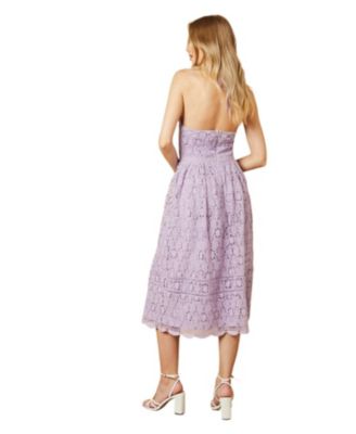 Women's Lace Detail Halterneck Midi Dress