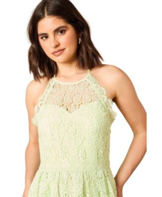 Women's Lace Detail Halterneck Midi Dress