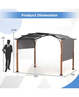 10 x 12 FT Outdoor Retractable Pergola with Retractable Canopy Wood Looking Posts