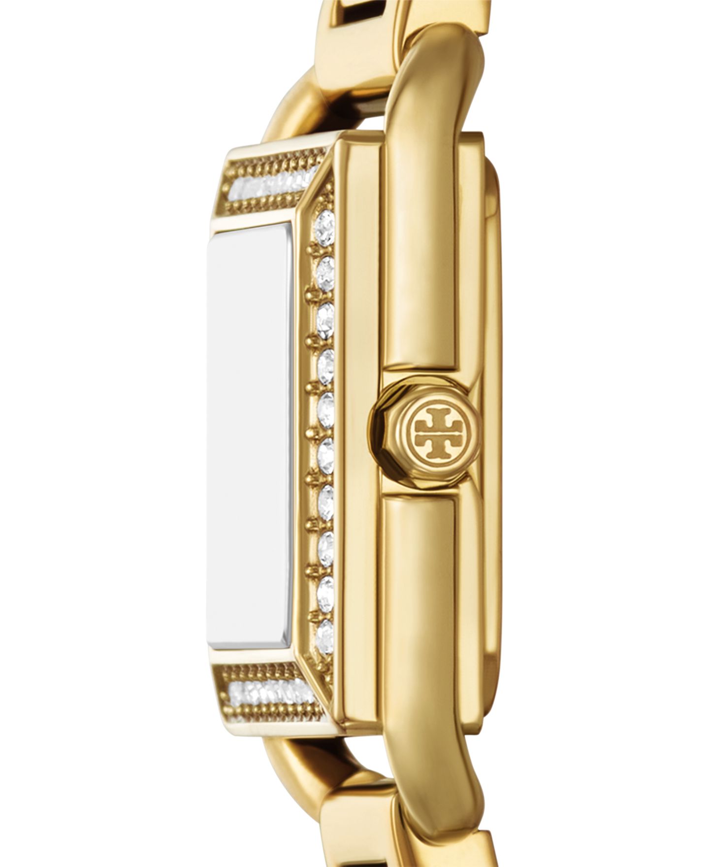 Женские квадратные часы Tory Burch The Kira, три стрелки, золотистая сталь, 19 мм — фото 2