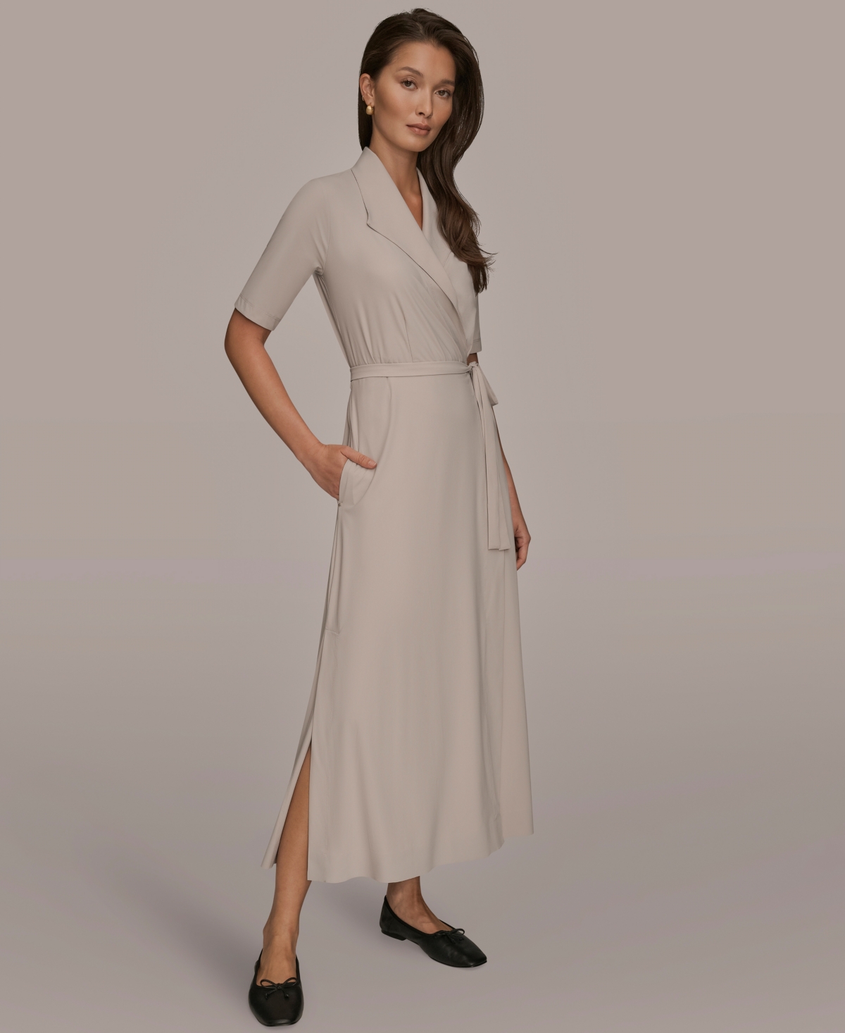 Donna Karan Weekend Women's Elbow-sleeve Collared Polo Dress In Neutral