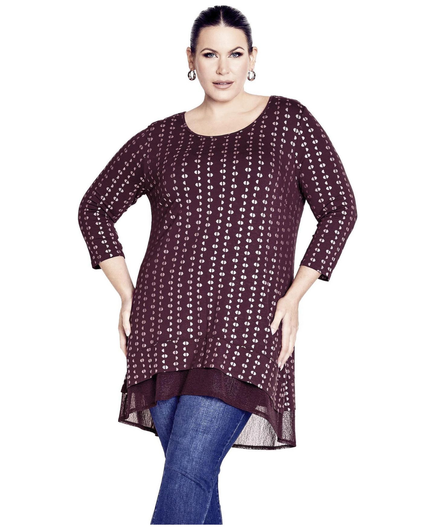 Женские футболки Avenue Tops & Tees Foil Print Tunic, цвет: Мерло — фото 1