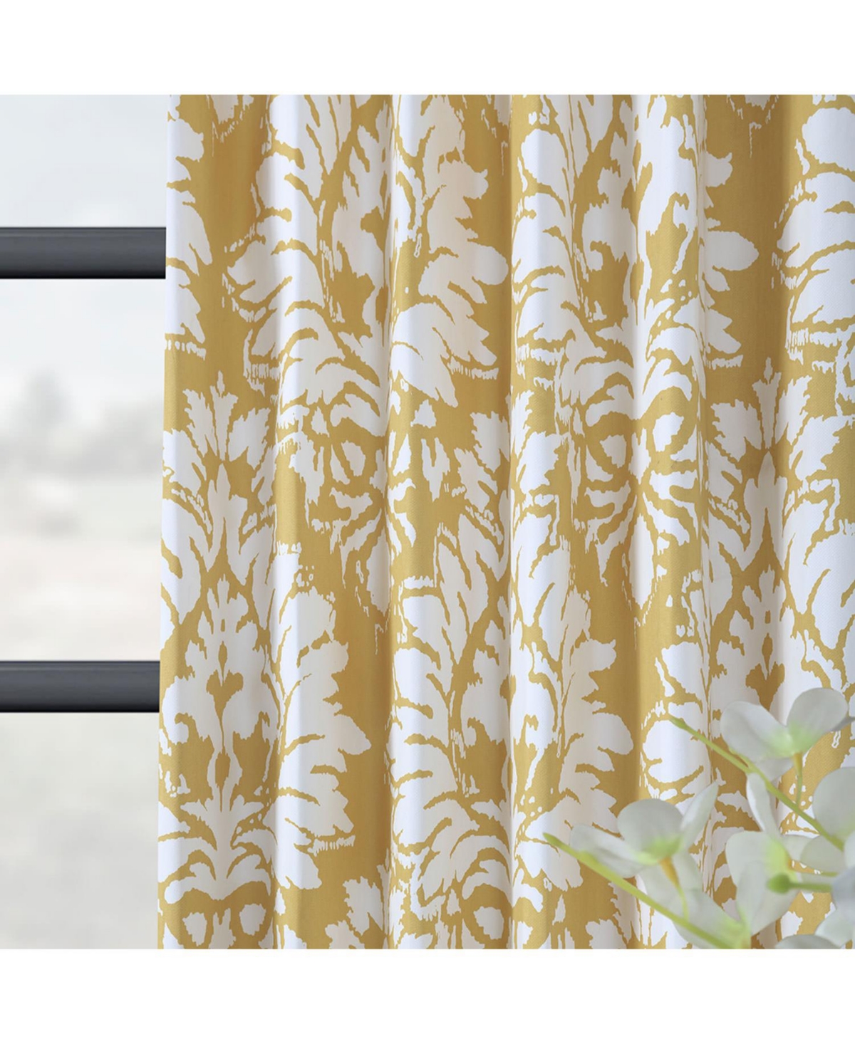Half Price Drapes Lacuna Sun Floral Printed Cotton Room Darkening Curtain