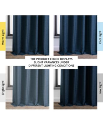 Voyager Blue Faux Linen Hotel Blackout Curtain