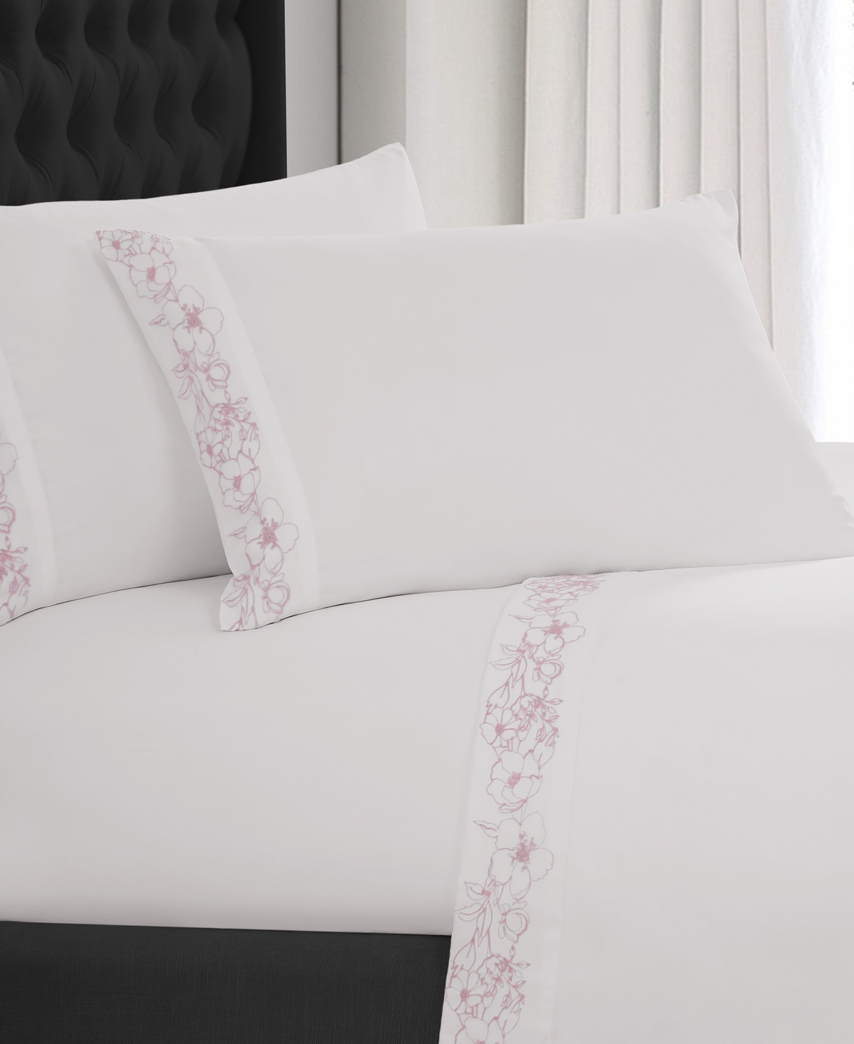 Elle Decor Embroidered 4-pc. Sheet Set, King In Pink