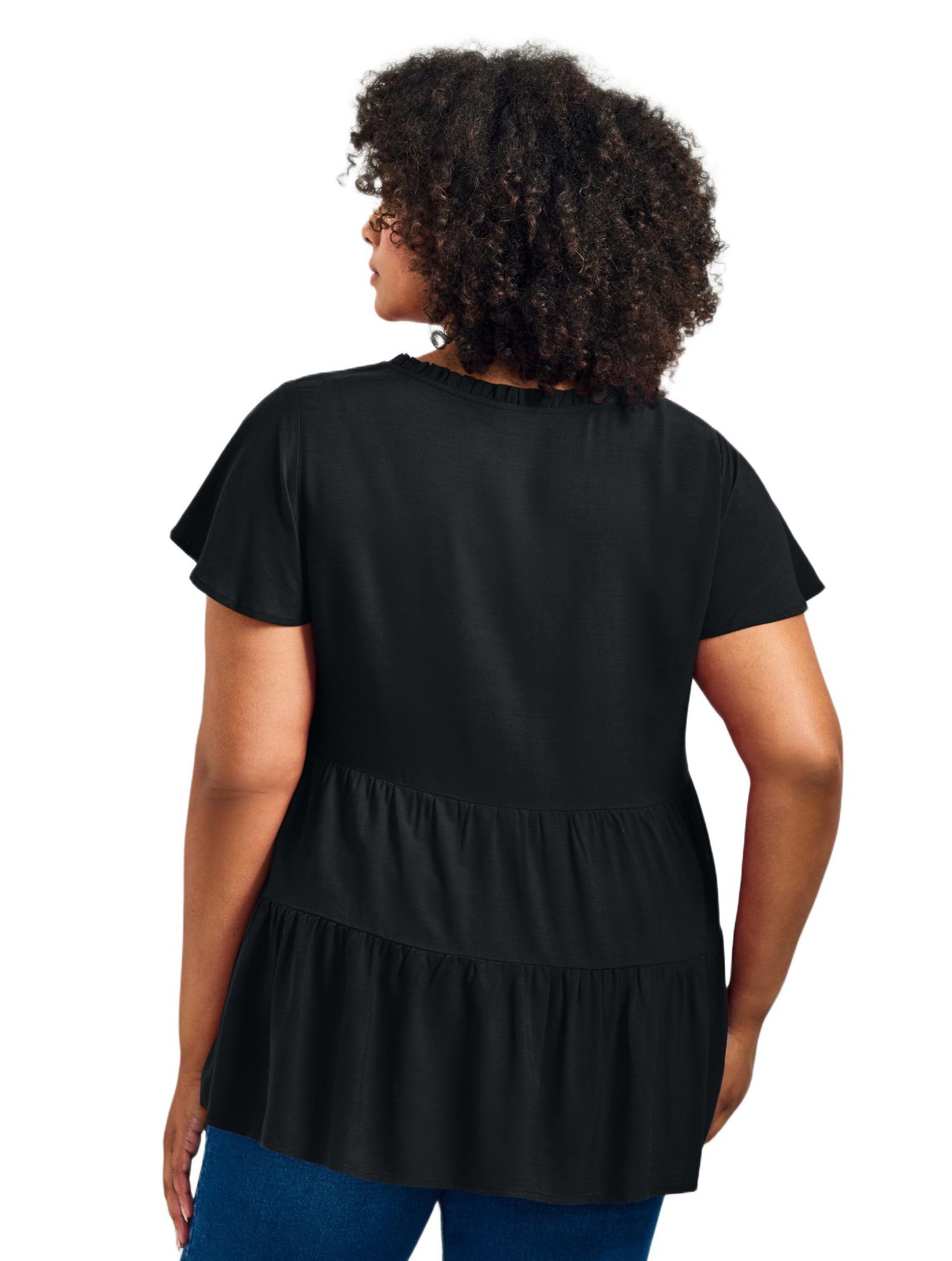 Women's Plus Size Lani Flutter Sleeve Tiered Top