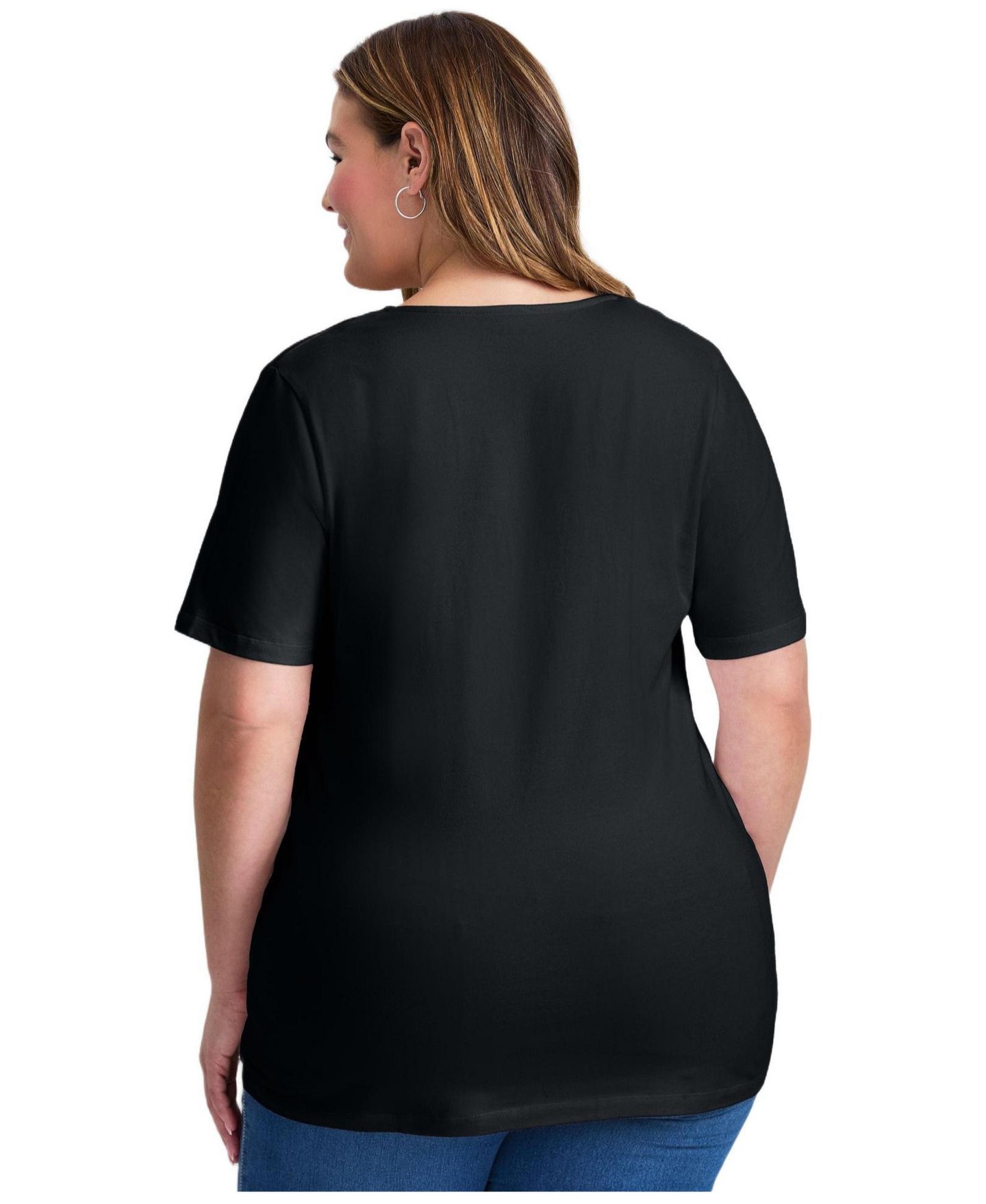 Женская футболка Avenue Plus Size Lacing Detail Tunic, цвет: Чёрный — фото 2