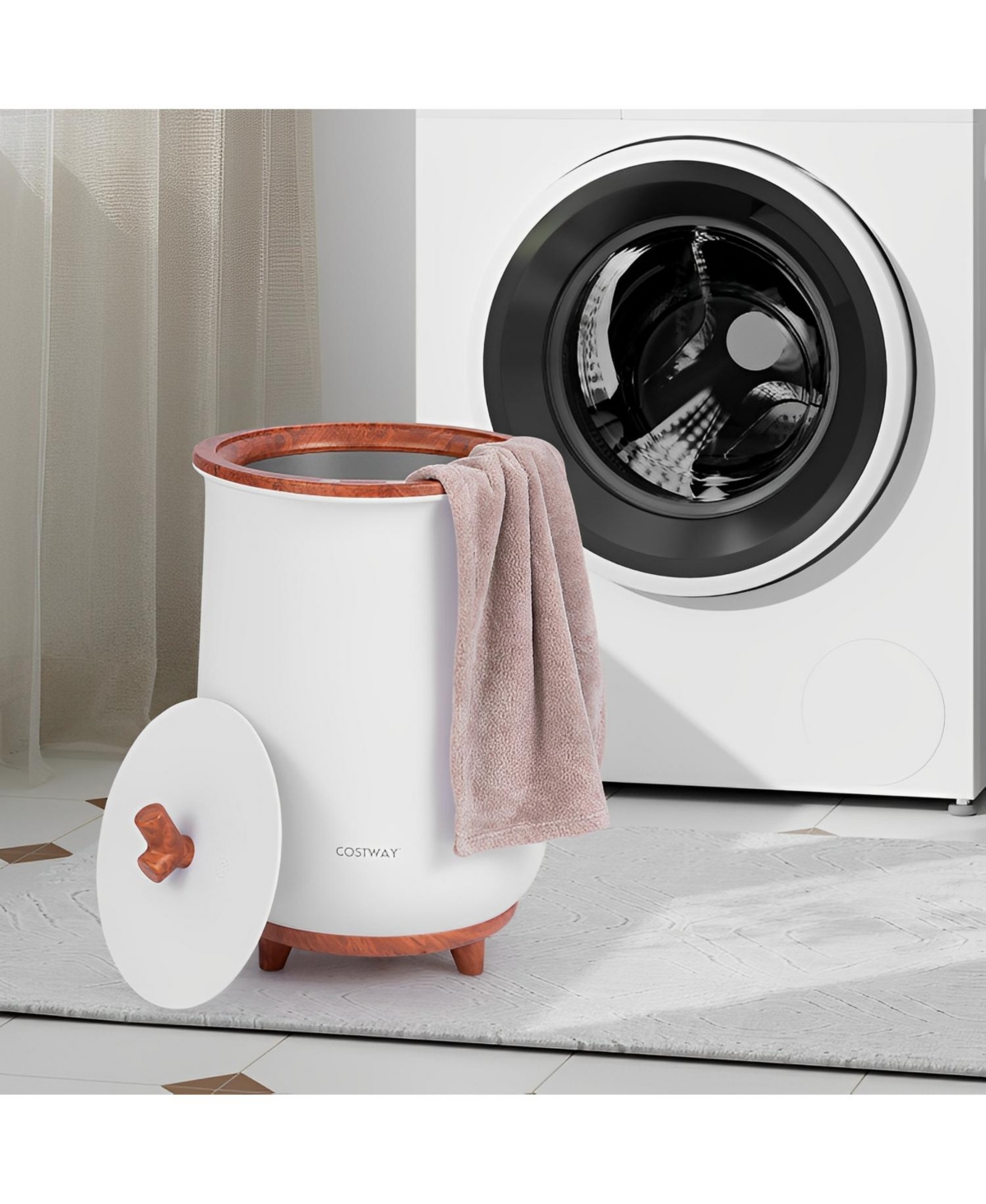 Sugift 21 Inches Teak Shower Bench with Storage Shelf