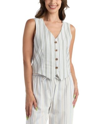 BCX - Women's Resort Striped V-Neck Vest