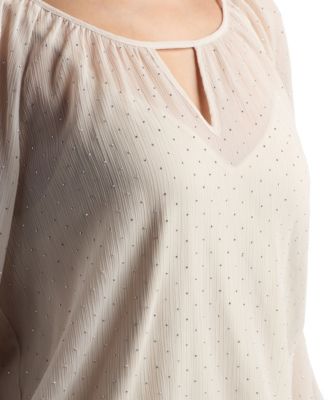 Juniors' Studded 3/4-Sleeve Top