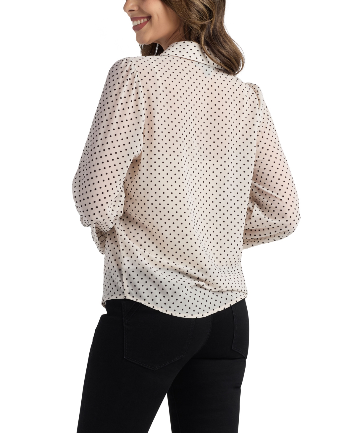Bcx Juniors' Flocked Dot Long-Sleeve Shirt
