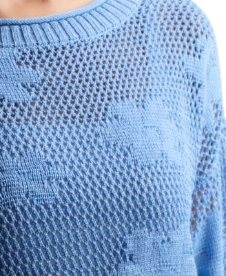 Juniors' Daisy Cropped Crew Neck Sweater