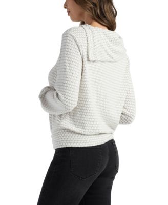 Juniors' Mohair Split Neck Long-Sleeve Top