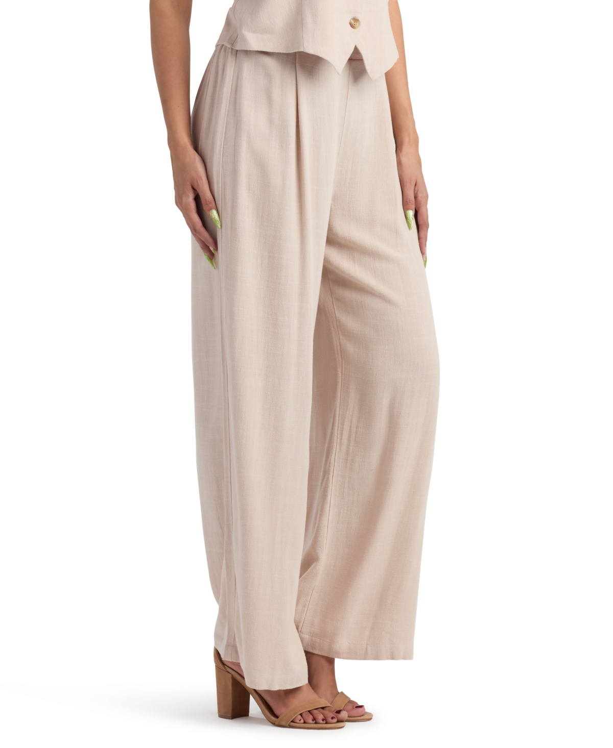 Bcx Juniors' Wide Leg Pleated Pants In Neutral