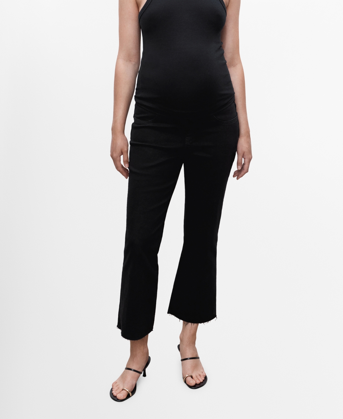 Mango Women's Maternity Flared Cropped Jeans In Black