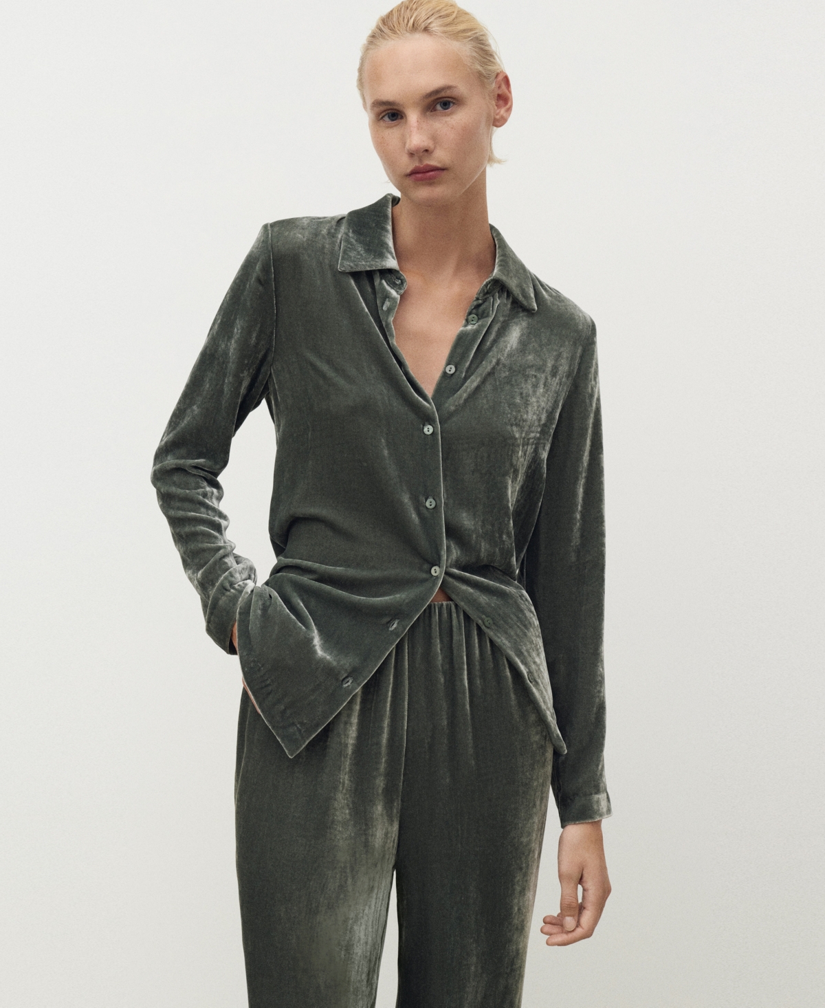 Mango Women's Silk Velvet Pants