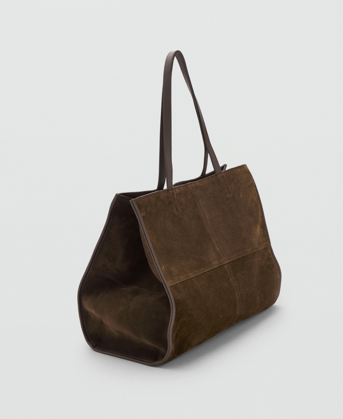 Mango Women's Suede Leather Shopper Bag In Brown