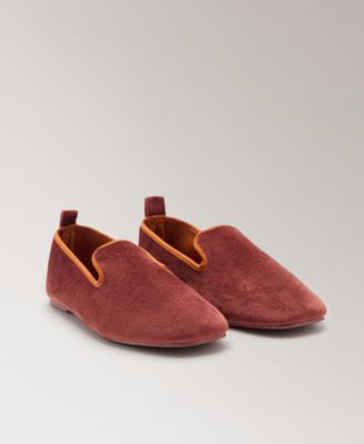 MANGO - Women's Piping Detail Velour Slippers