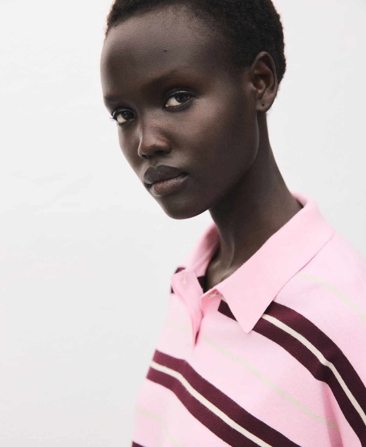 Mango Women's Striped Polo-neck Sweater In Pink