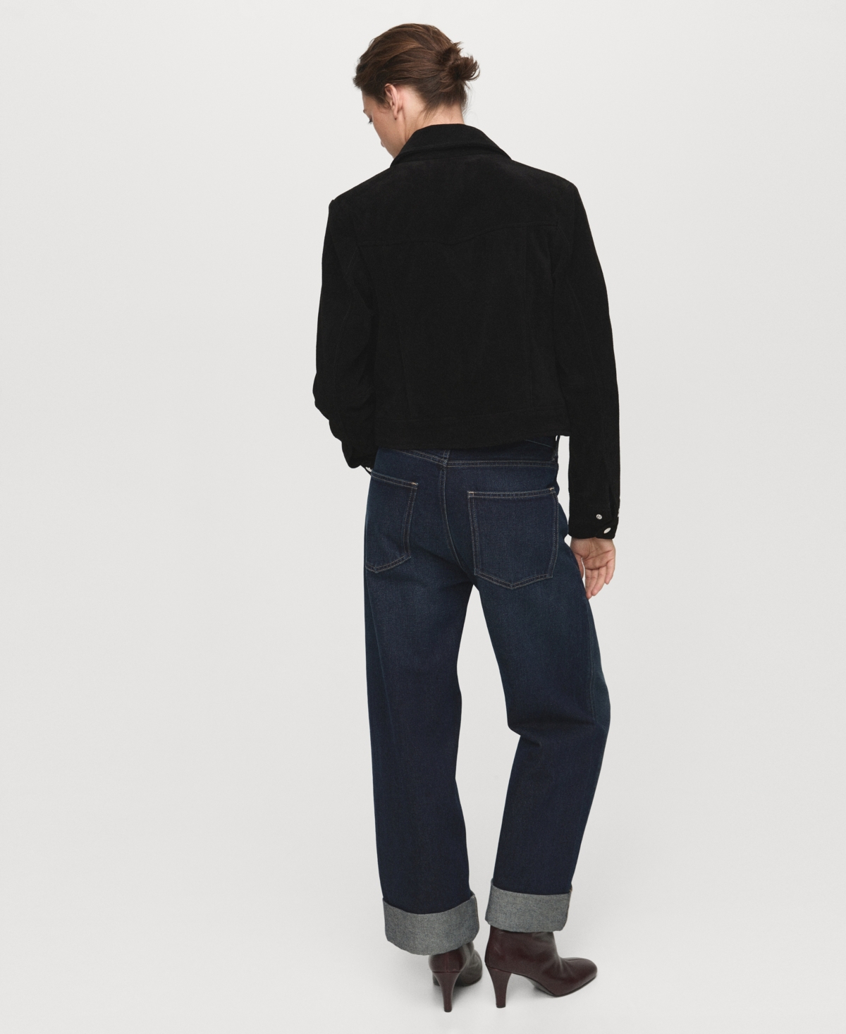 Mango Women's Turn-up Hem Wide Leg Jeans In Blue