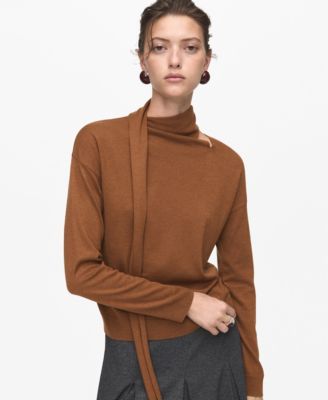 MANGO - Women's Scarf Fine-Knit Sweater