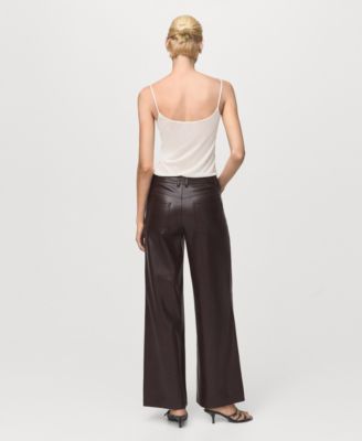 Women's Leather-Effect Straight Pants