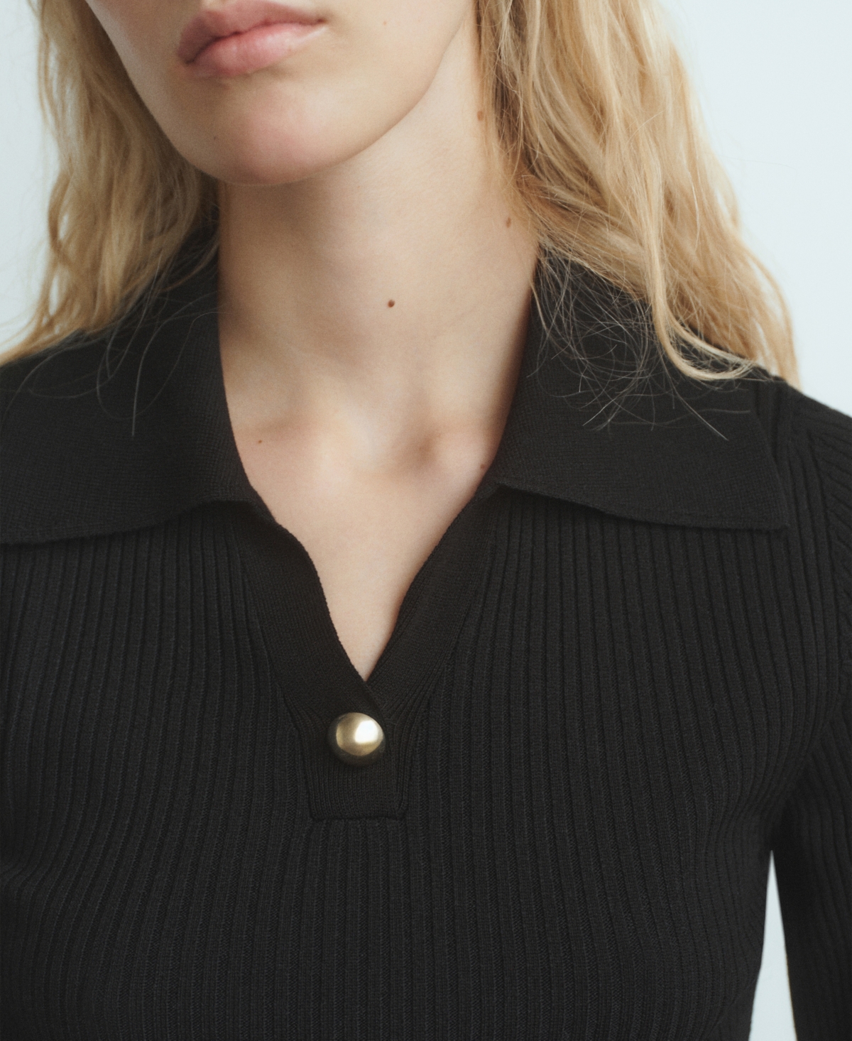 Mango Women's Jewel Button Ribbed Sweater