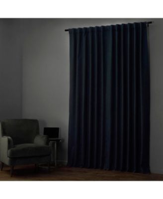 Dark Blue Extra Wide Performance Linen Hotel Blackout Curtain