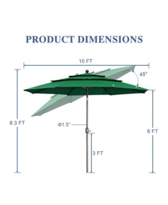 Garden Market Umbrella - 10 FT x 8.3 FT Outdoor Patio Umbrella Round