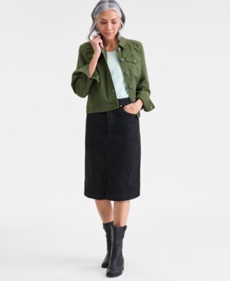 Women's Denim Slit Midi Skirt