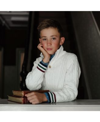 Baby Boys Mock Neck Cable Sweater with Buttons