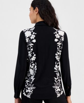 Women's Floral Long-Sleeve Button-Down Shirt