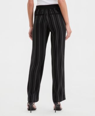 Women's Striped Pull-On Wide-Leg Pants