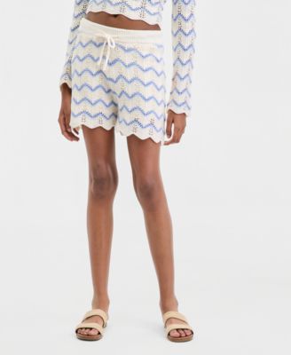 Juniors' Chevron Pointelle Shorts