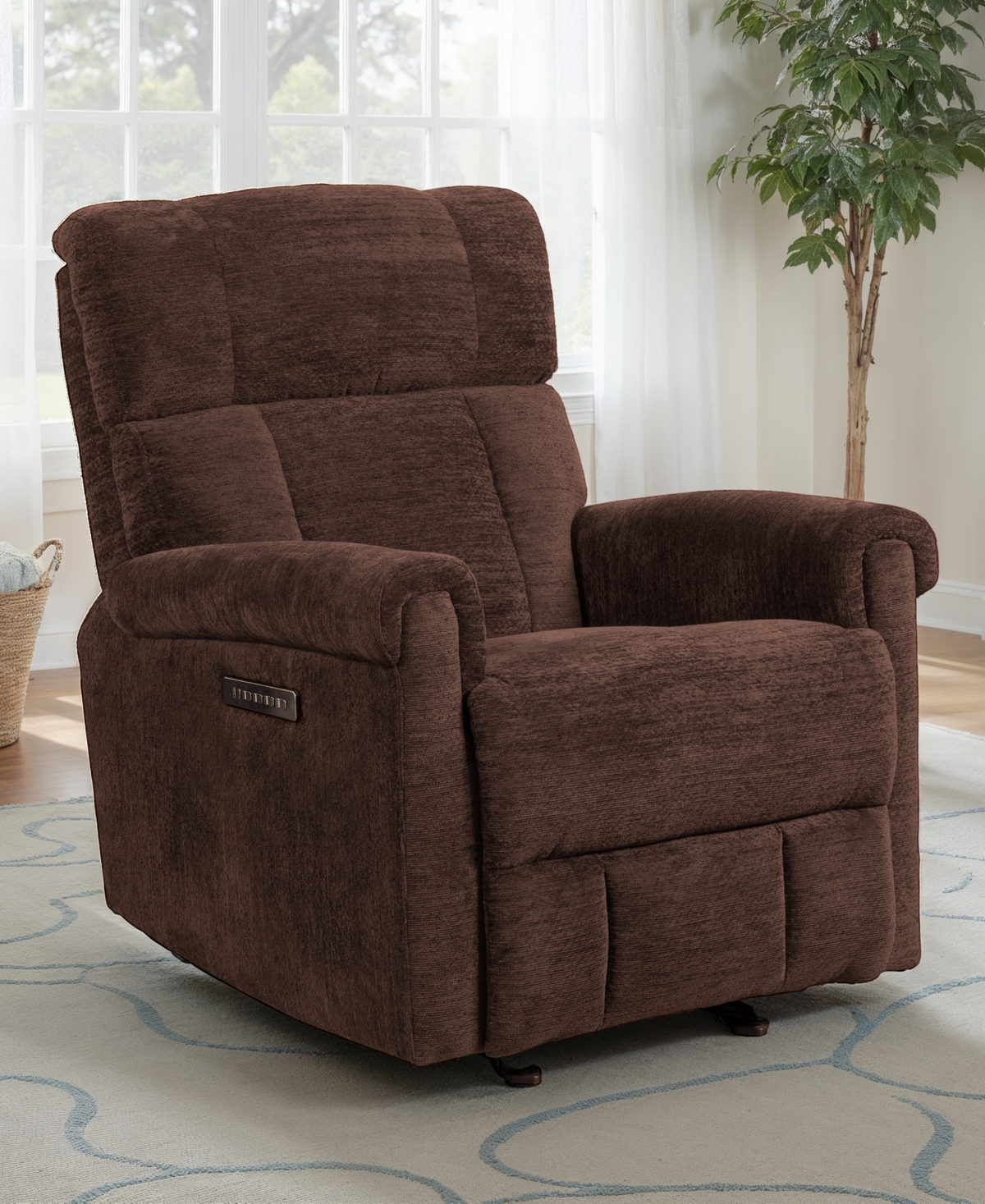 Flexsteel 34" Clint Power Gliding Recliner with Headrest Lumbar
